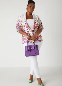 Best Ashley Stewart Oversize Bow Embellished Tote Purple Magic