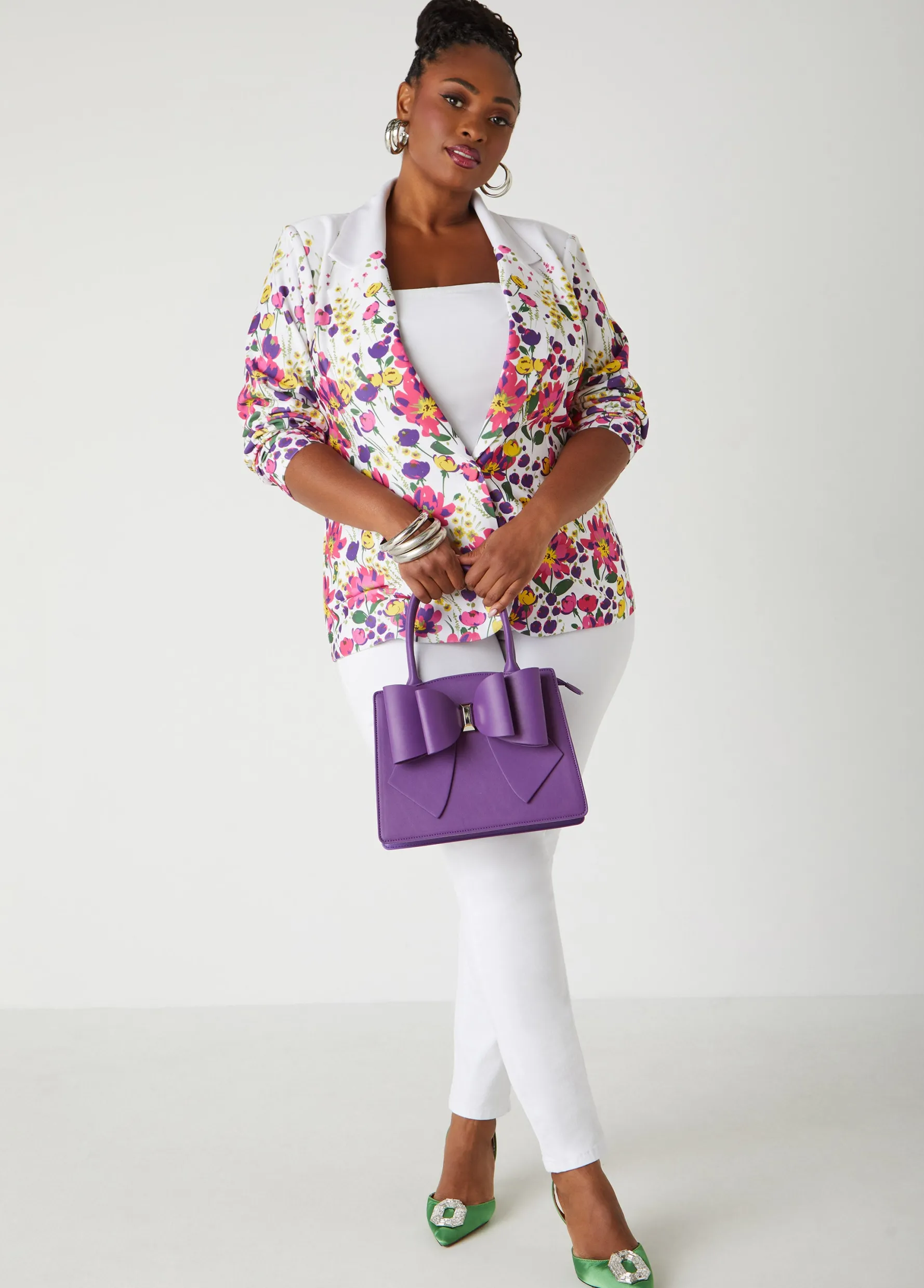 Best Ashley Stewart Oversize Bow Embellished Tote Purple Magic