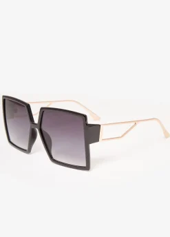 Best Ashley Stewart Oversized Square Framed Sunglasses Black
