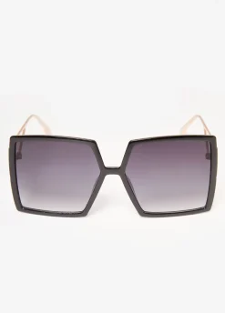 Best Ashley Stewart Oversized Square Framed Sunglasses Black