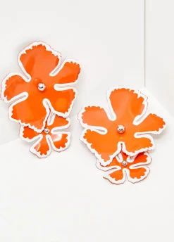 Fashion Ashley Stewart Painted Flower Earrings Exuberance