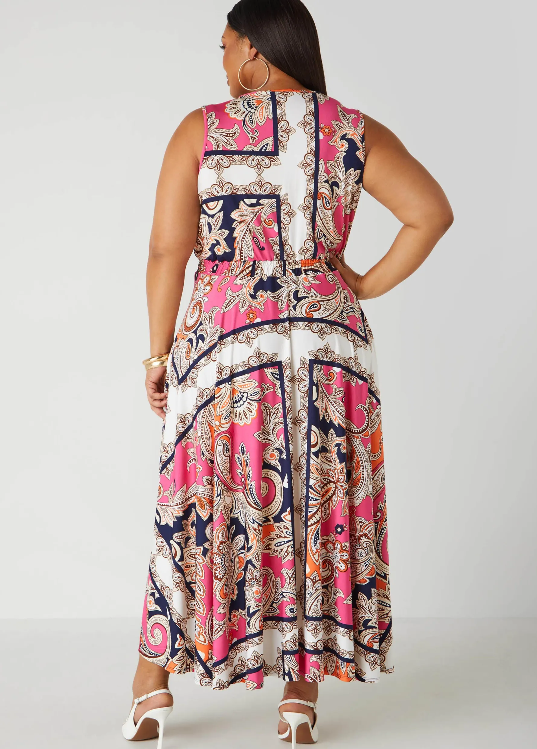 Fashion Ashley Stewart Paisley Faux Wrap Maxi Dress Fandango Pink