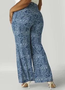 Sale Ashley Stewart Paisley Print Straight Leg Jeans Dk Rinse