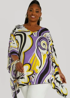 Online Ashley Stewart Paisley V Neck Tunic Dalia Purple