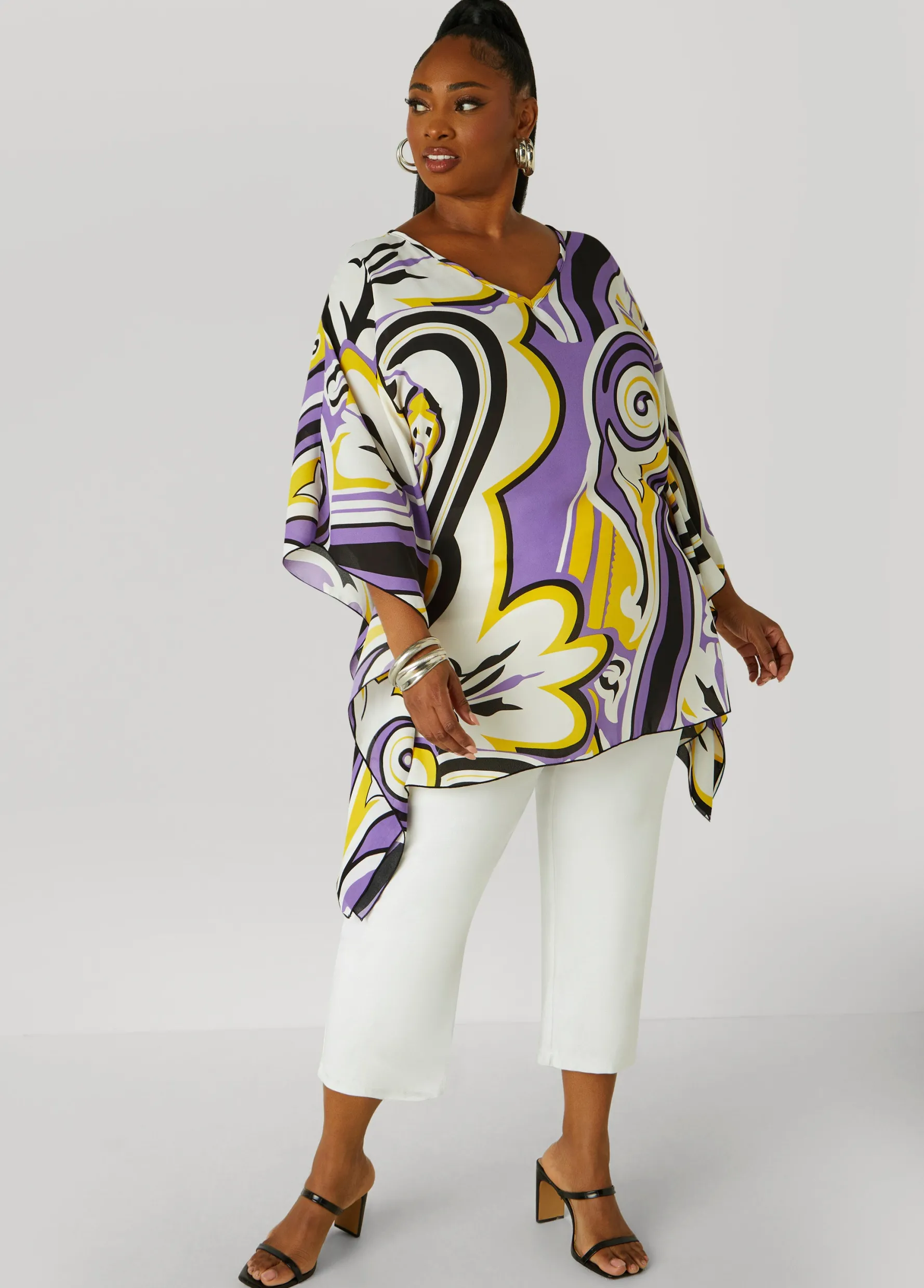Online Ashley Stewart Paisley V Neck Tunic Dalia Purple