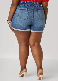 Fashion Ashley Stewart Paperbag Denim Shorts