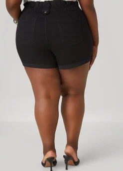 Fashion Ashley Stewart Paperbag Denim Shorts