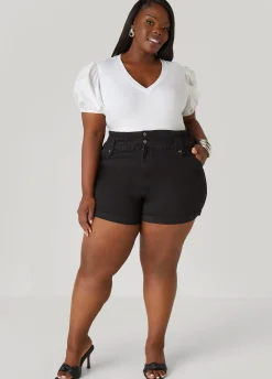 Fashion Ashley Stewart Paperbag Denim Shorts