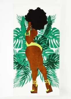 New Ashley Stewart Pardon My Fro™ June Beach Towel White