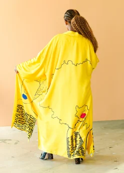 Clearance Ashley Stewart Pardon My Fro™ Mahogany Kimono Yellow