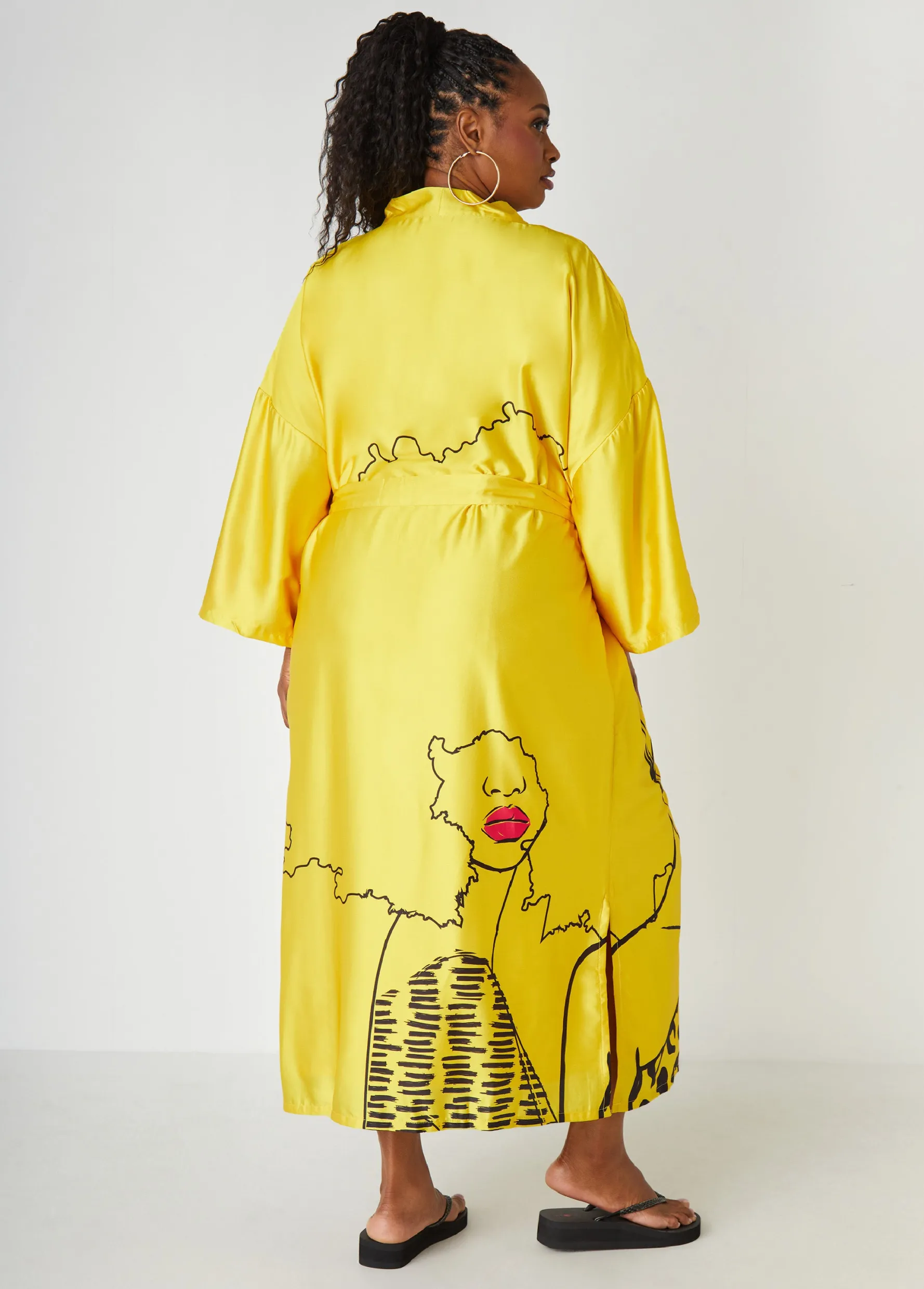 Clearance Ashley Stewart Pardon My Fro™ Mahogany Kimono Yellow