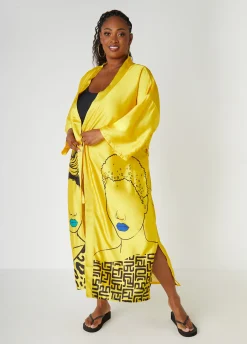 Clearance Ashley Stewart Pardon My Fro™ Mahogany Kimono Yellow