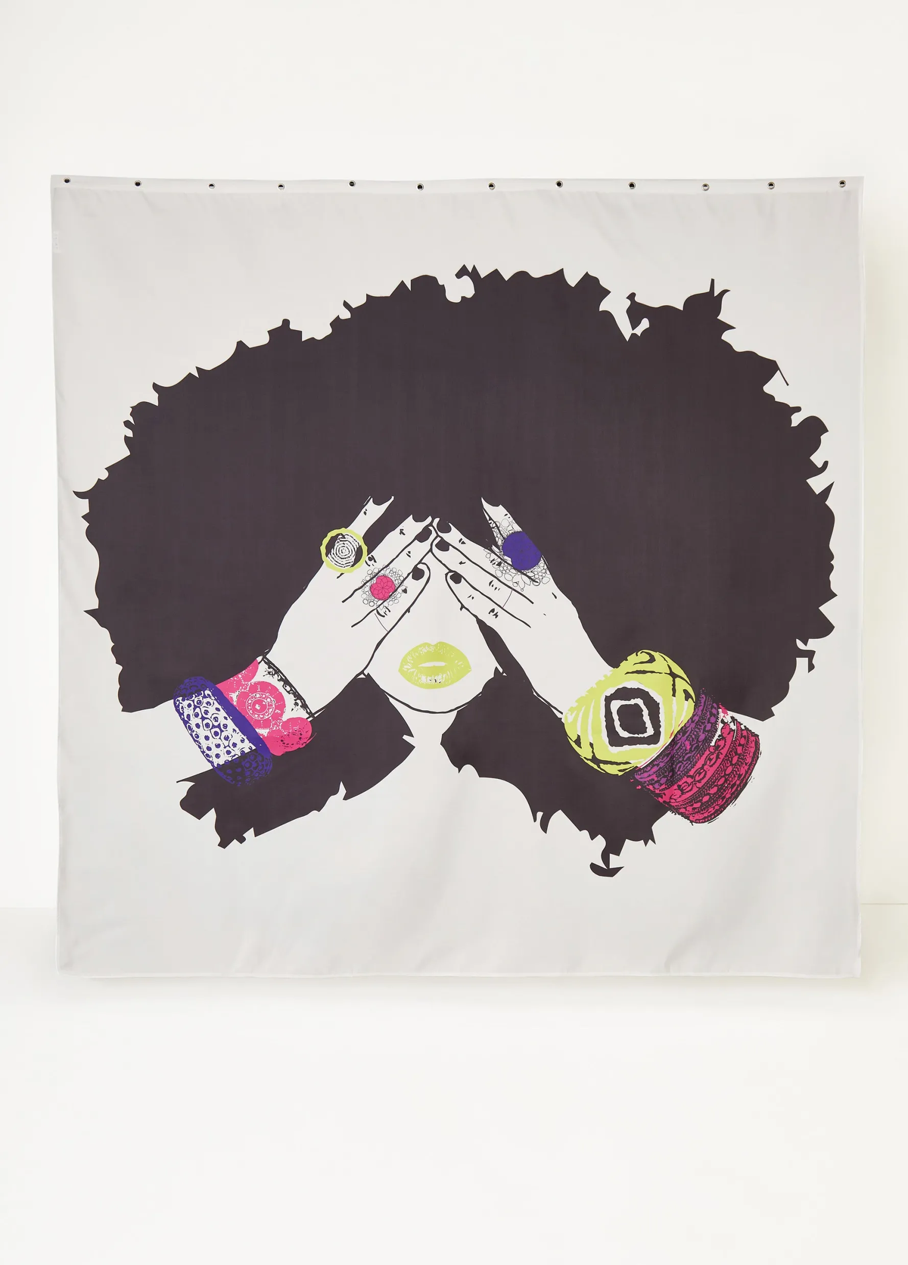 Clearance Ashley Stewart Pardon My Fro™ Shanell Shower Curtain White