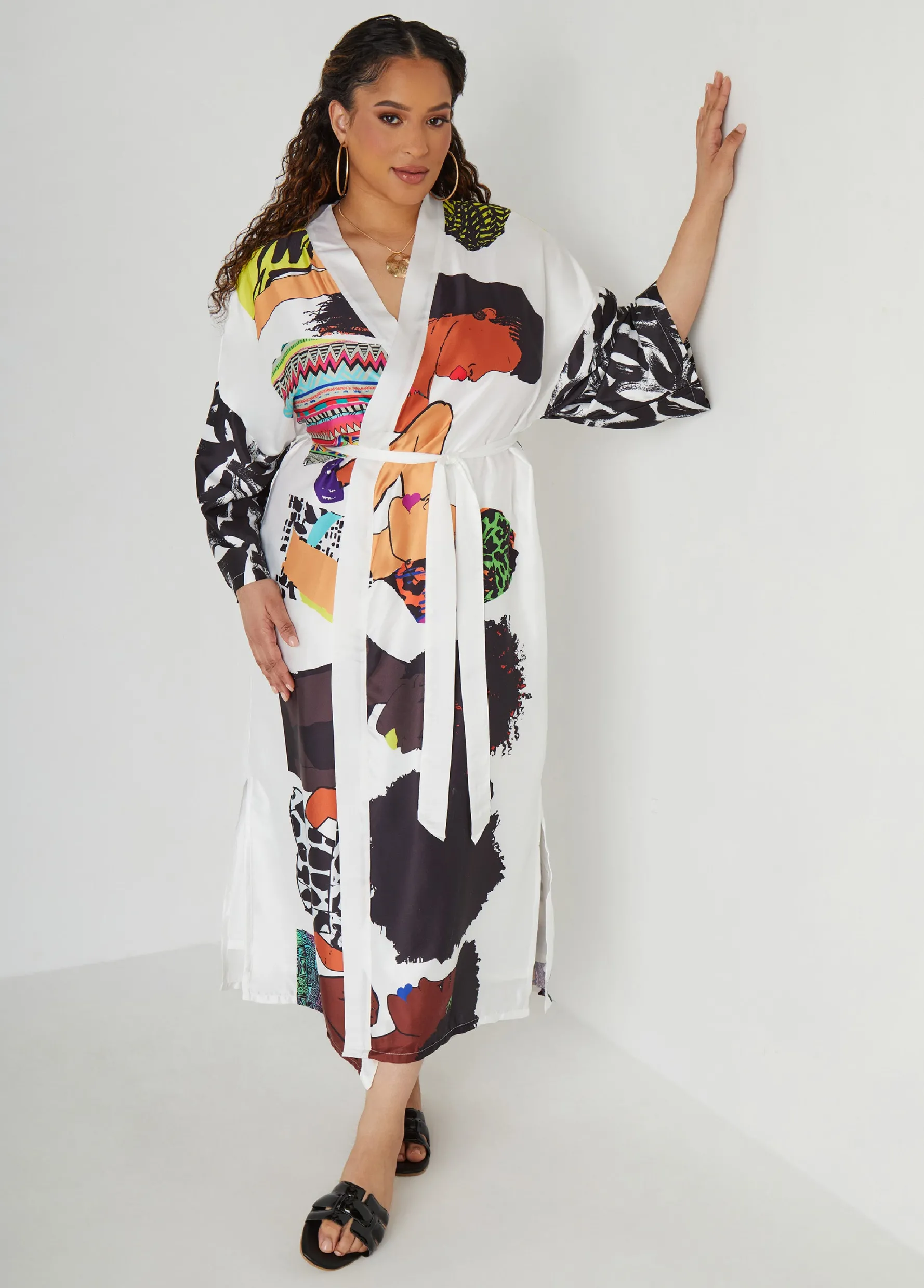 Fashion Ashley Stewart Pardon My Fro™ The Squad Kimono Black