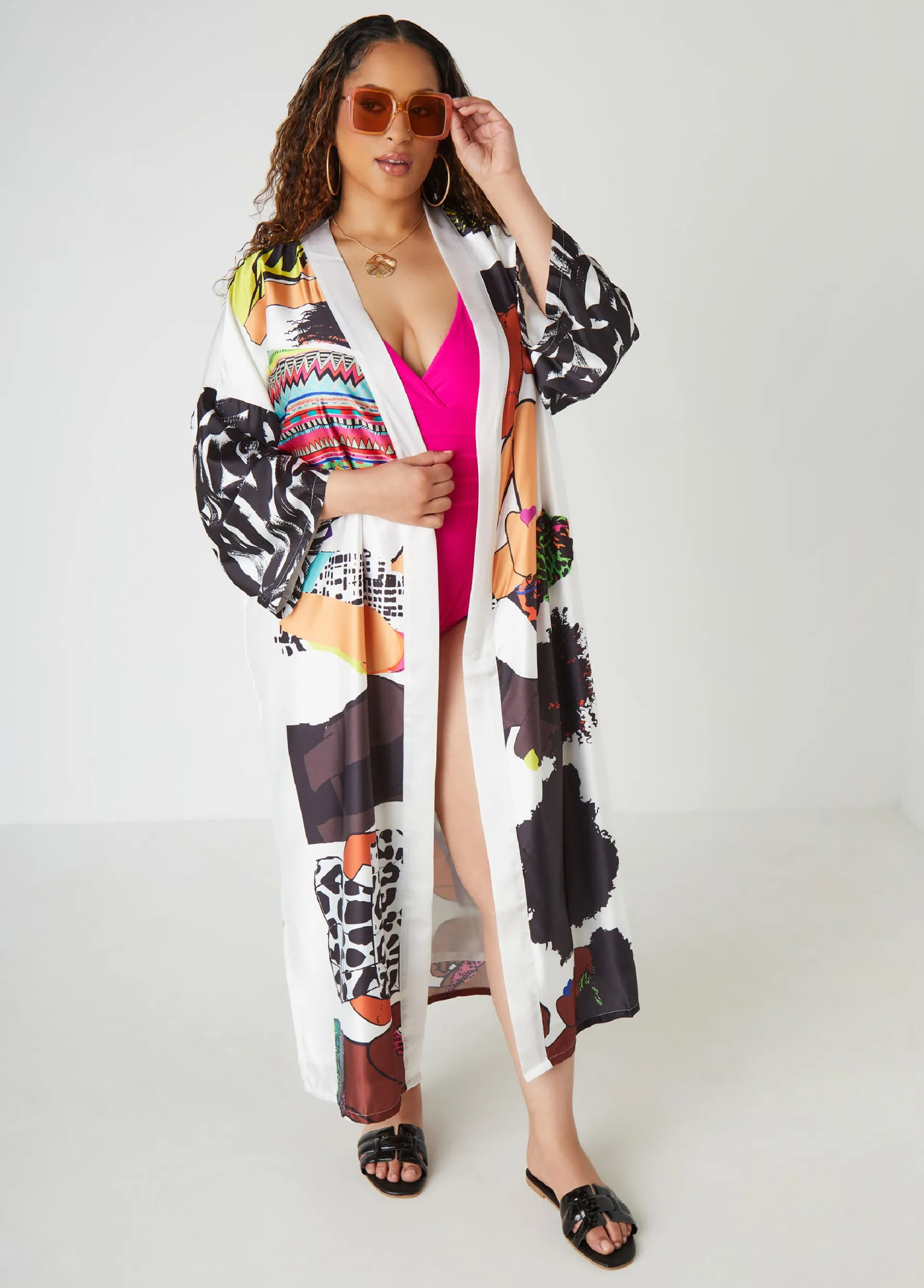 Fashion Ashley Stewart Pardon My Fro™ The Squad Kimono Black
