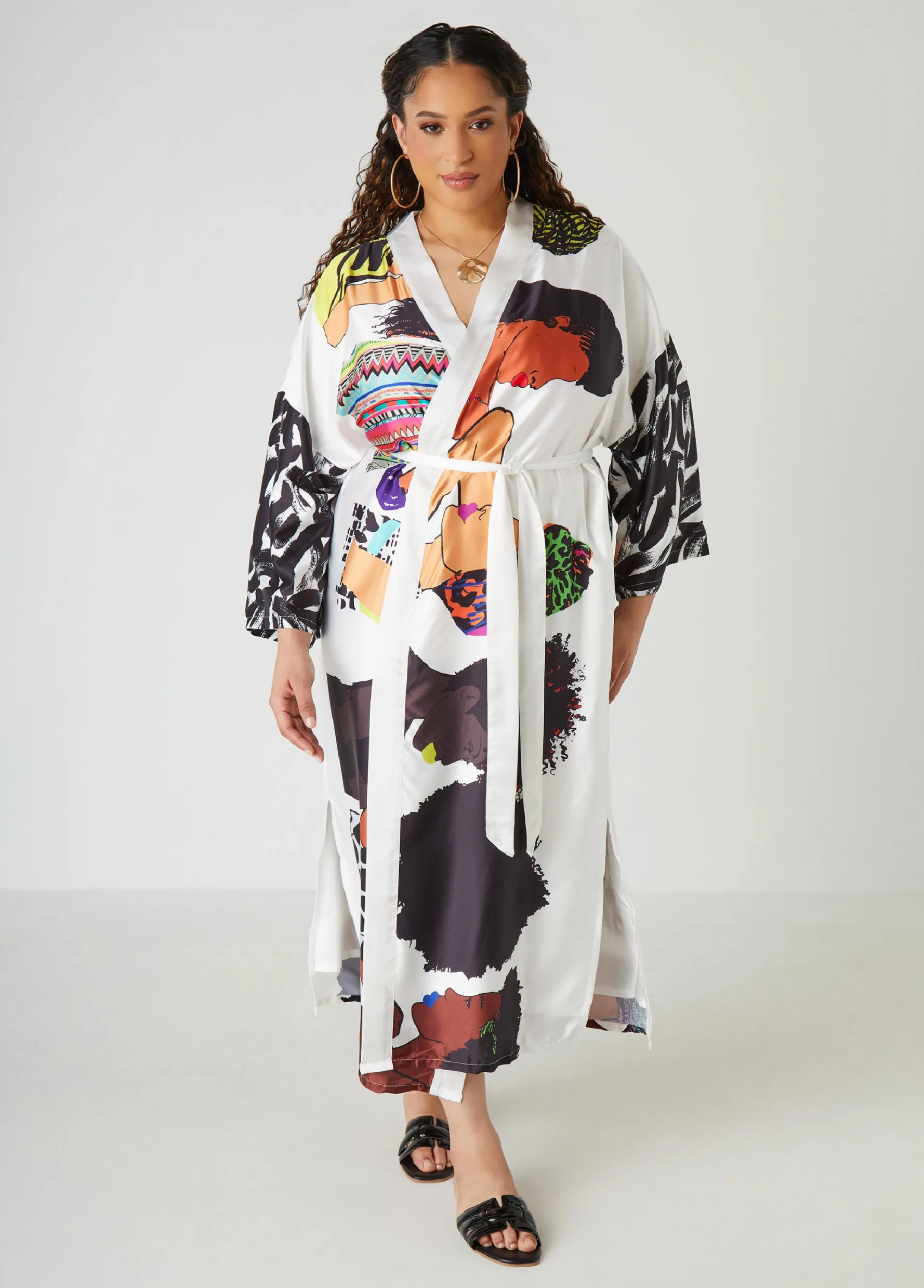 Fashion Ashley Stewart Pardon My Fro™ The Squad Kimono Black