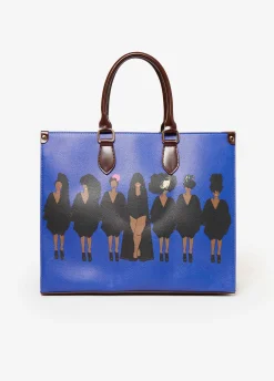 New Ashley Stewart Pardon My Fro™ Tribe Tote Blue