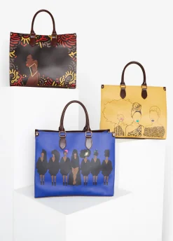 New Ashley Stewart Pardon My Fro™ Tribe Tote Blue