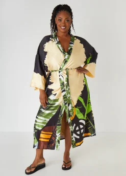 Online Ashley Stewart Pardon My Fro™ Ziggy Kimono Black