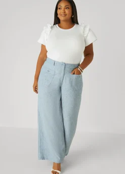 Discount Ashley Stewart Patch Pocket Slub Wide Leg Pants