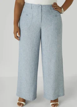 Discount Ashley Stewart Patch Pocket Slub Wide Leg Pants