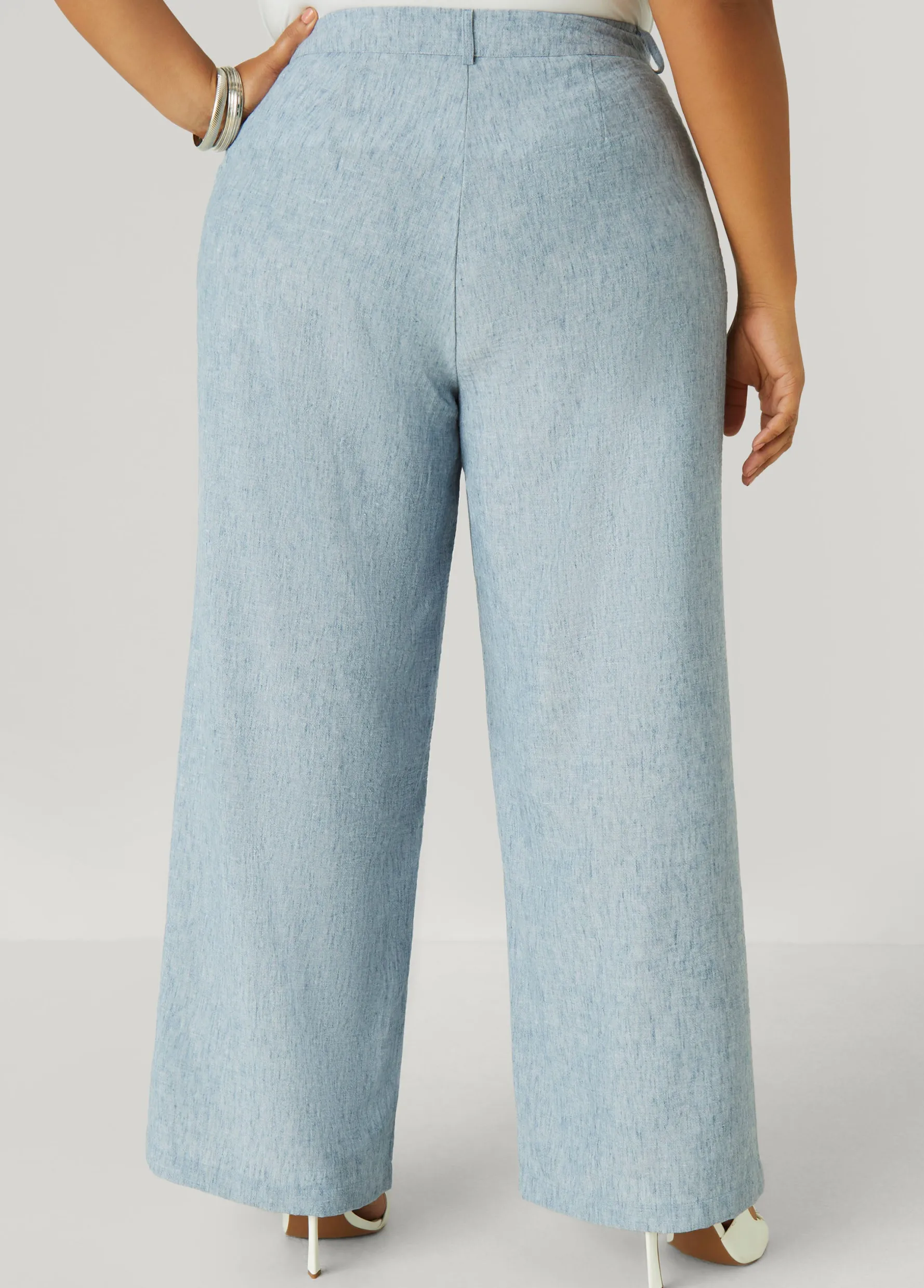 Discount Ashley Stewart Patch Pocket Slub Wide Leg Pants