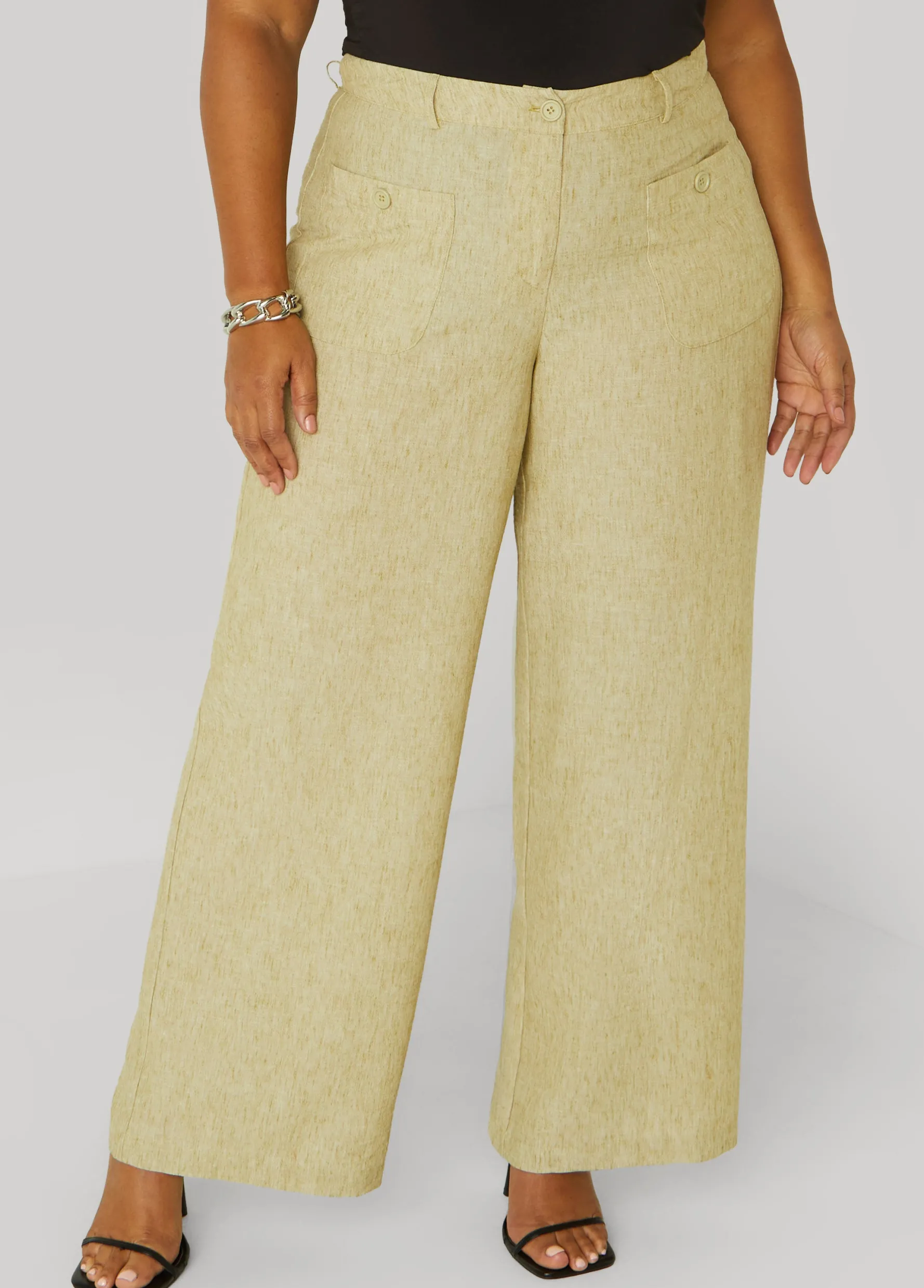 Discount Ashley Stewart Patch Pocket Slub Wide Leg Pants