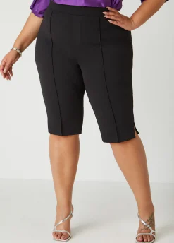 Fashion Ashley Stewart Pintucked Crepe Shorts