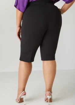 Fashion Ashley Stewart Pintucked Crepe Shorts