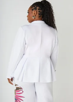 Best Ashley Stewart Pleated Peplum Blazer White
