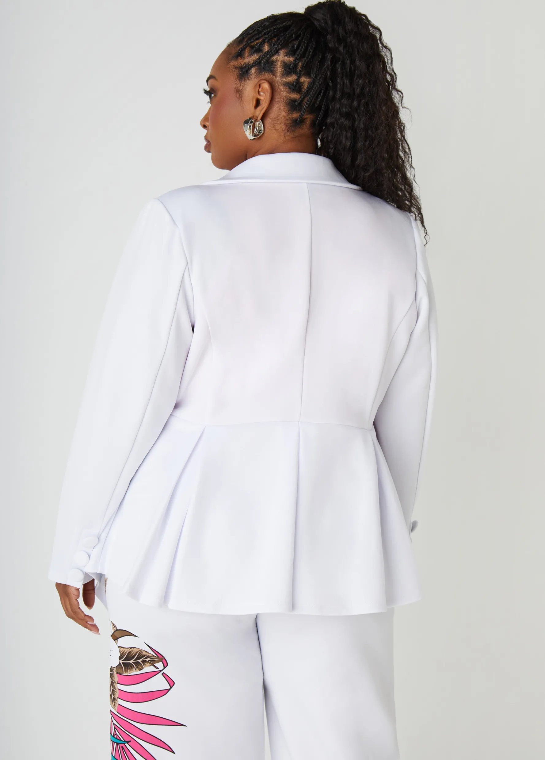 Best Ashley Stewart Pleated Peplum Blazer White