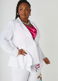 Best Ashley Stewart Pleated Peplum Blazer White