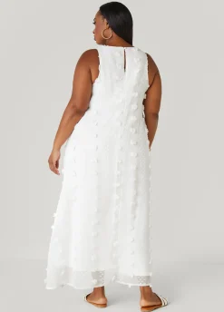 Fashion Ashley Stewart Pompom Gauze Maxi Dress