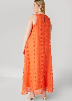 Fashion Ashley Stewart Pompom Gauze Maxi Dress