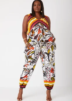 Online Ashley Stewart Printed Cotton High Rise Joggers Multi