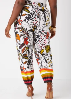 Online Ashley Stewart Printed Cotton High Rise Joggers Multi