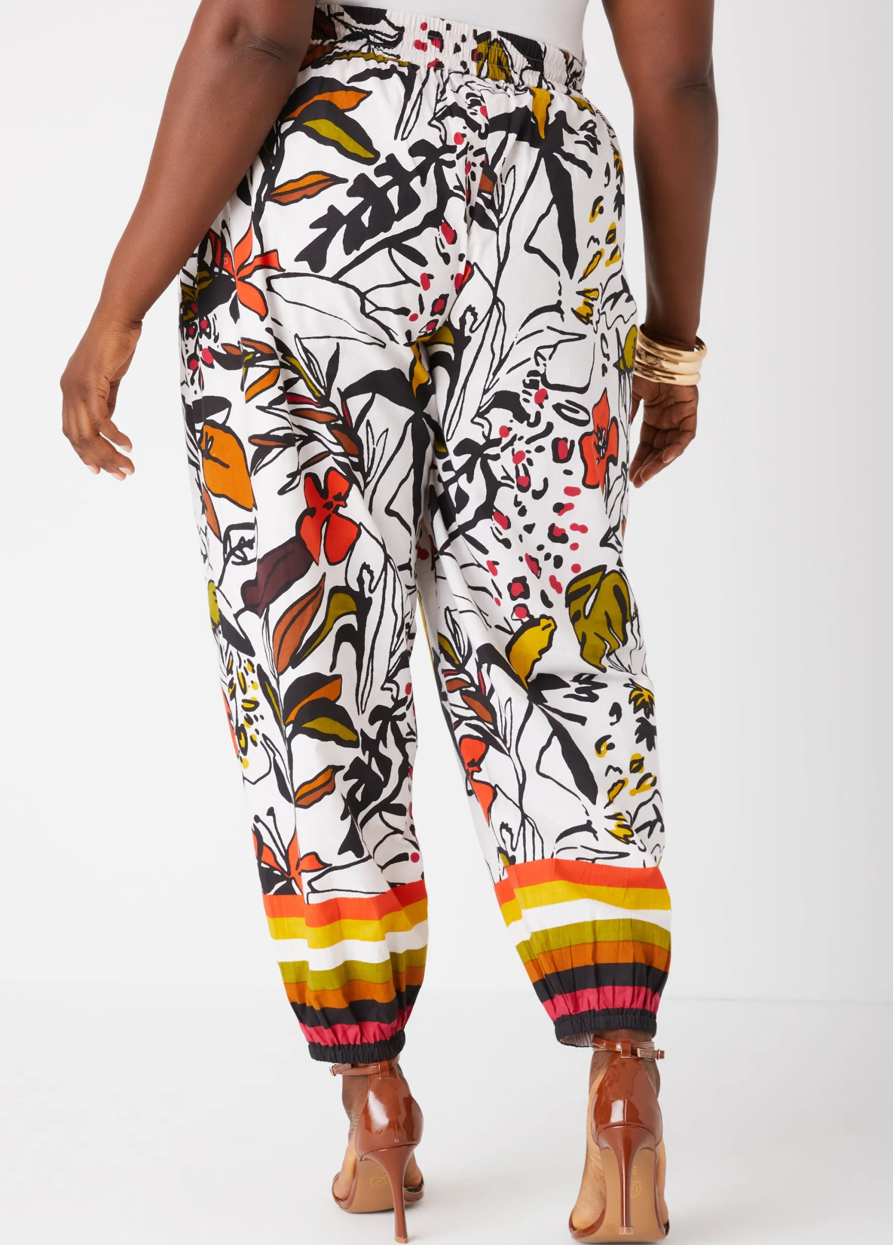 Online Ashley Stewart Printed Cotton High Rise Joggers Multi
