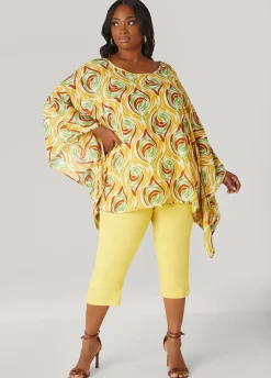 Fashion Ashley Stewart Printed Crepe Blouse Nugget Gold