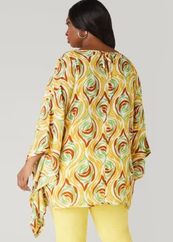 Fashion Ashley Stewart Printed Crepe Blouse Nugget Gold
