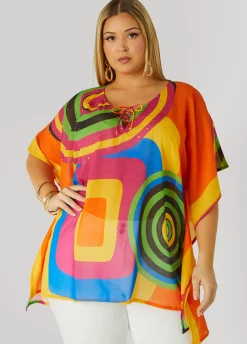 Hot Ashley Stewart Printed Lace Up Tunic Multi