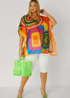 Hot Ashley Stewart Printed Lace Up Tunic Multi