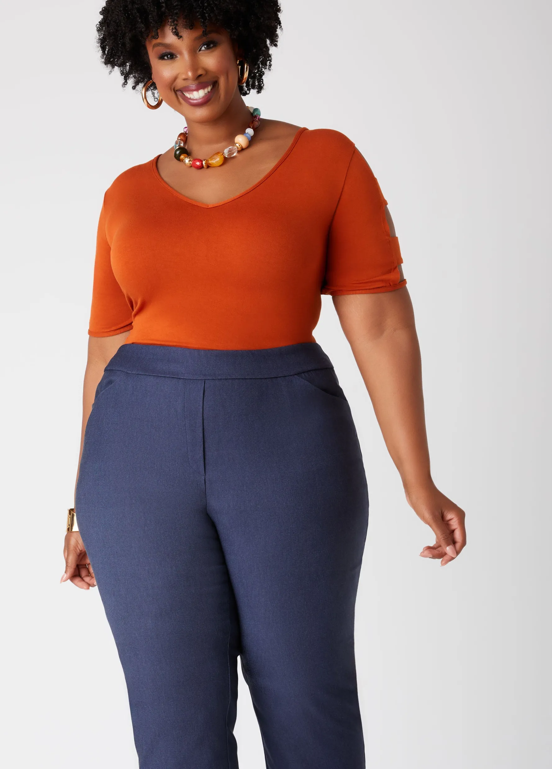 Fashion Ashley Stewart Pull On Mid Rise Capris