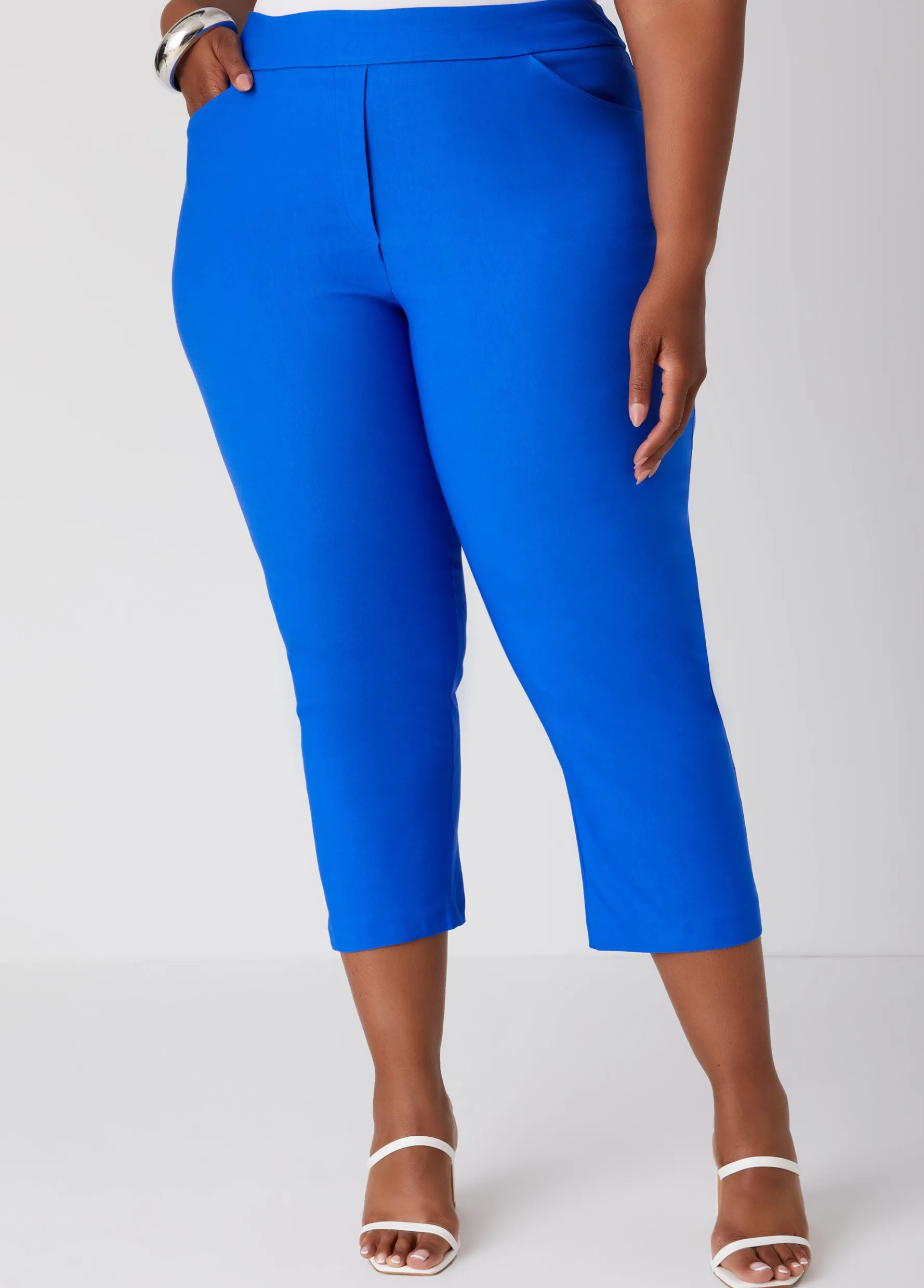 Fashion Ashley Stewart Pull On Mid Rise Capris