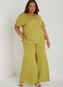 Fashion Ashley Stewart Pull On Wide Leg Pants