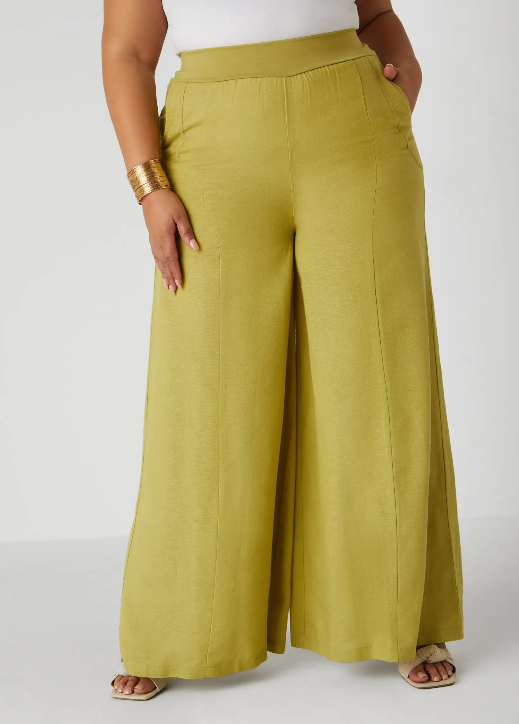 Fashion Ashley Stewart Pull On Wide Leg Pants