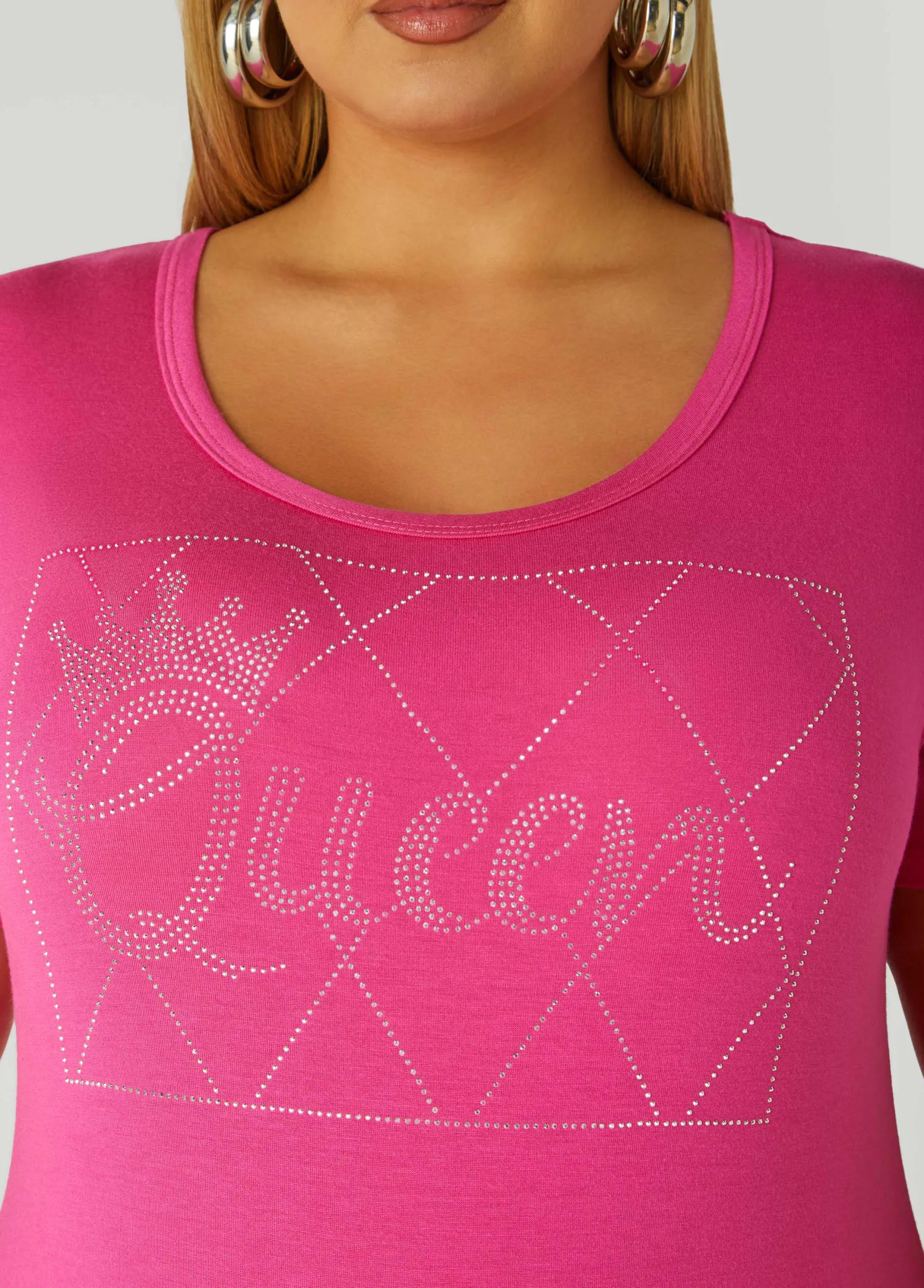 Outlet Ashley Stewart Queen Crystal Tee Fuchsia