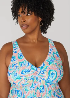 Clearance Ashley Stewart Raisins Curve Lucia Printed Swimdress Multi