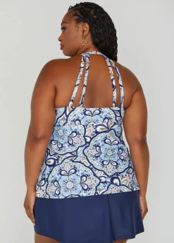Online Ashley Stewart Raisins Curve Rosalie Tankini Top Multi