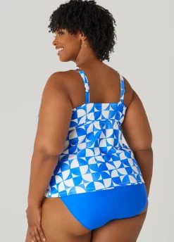 Outlet Ashley Stewart Raisins Curve Tanzania Tankini Top Blue