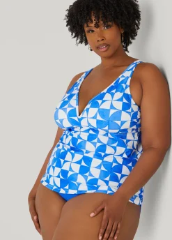 Outlet Ashley Stewart Raisins Curve Tanzania Tankini Top Blue